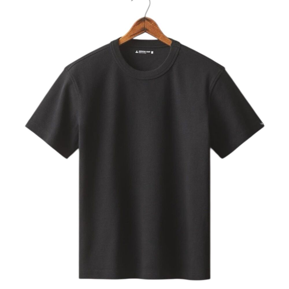 American Giant T-Shirt Mens Small Black Rib Tee Heavyweight Cotton USA NEW